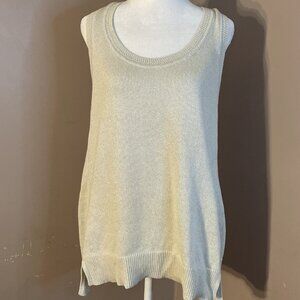 Banana Republic NWT Sleeveless Sweater Preppy Academia Beige Gold Flecks Sz XL